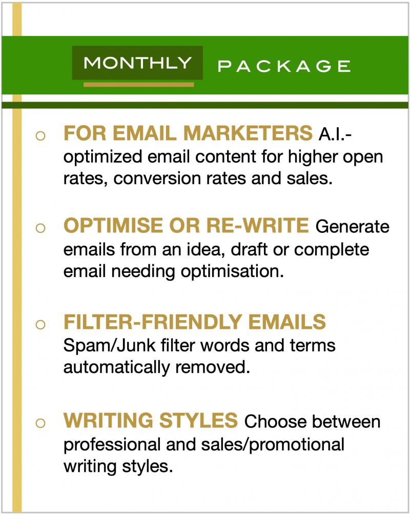 AIEmailCopywriter | Monthly Package